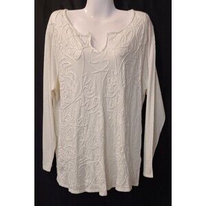 Lucky Brand Women's Ivory Textured Artsy Cotton Tunic/Popover, 1X